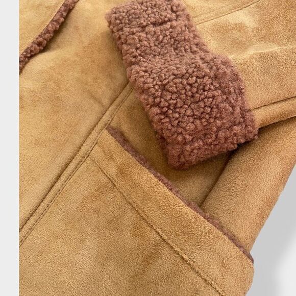 Free People Brown Diogo Sherpa Coat Penny Lane size M NWT New $248  Polyester - Picture 6 of 11